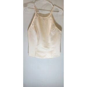 Pinky & Me Womens Champagne Satin Beaded Halter Top Y2K Formal Size‎ 10
